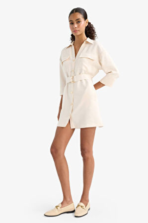 Regular Fit Uzun Kollu Mini Elbise 