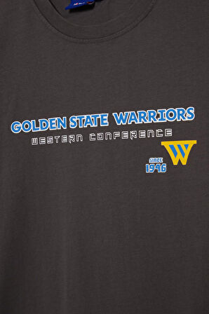 DeFactoFit NBA Golden State Warriors Boxy Fit Bisiklet Yaka Kısa Kollu Tişört