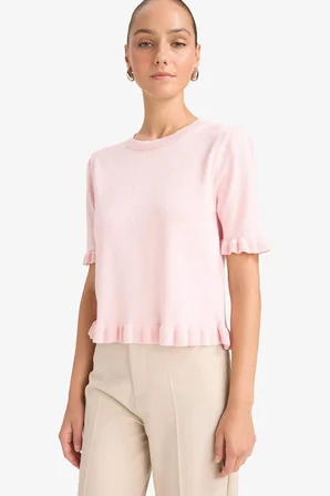 DeFacto Regular Fit Bisiklet Yaka Kısa Kollu Kazak G0186AX25AUPN525