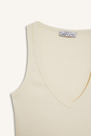 Fitted V Yaka Fitilli Kaşkorse Atlet