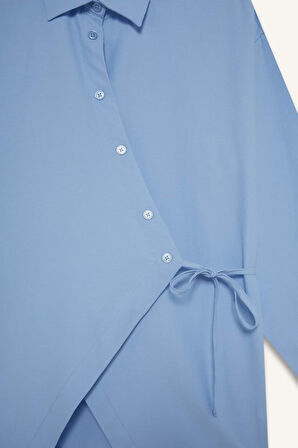 Regular Fit Gömlek Yaka Poplin Uzun Kollu Tunik