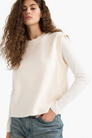 Regular Fit Basic Düz Bisiklet Yaka Triko Süveter