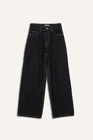 DeFacto %100 Pamuk Wide Leg Geniş Paça Jean Pantolon Kız Çocuk G2447A825AUBK27