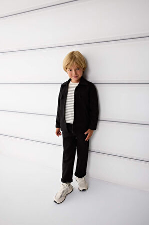 Erkek Bebek Gömlek Yaka Fermuarlı Hırka