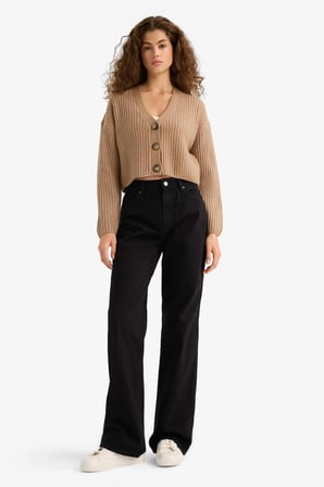 DeFacto Regular Fit V Yaka Düğmeli Triko Hırka R1389AZ25WNBG646