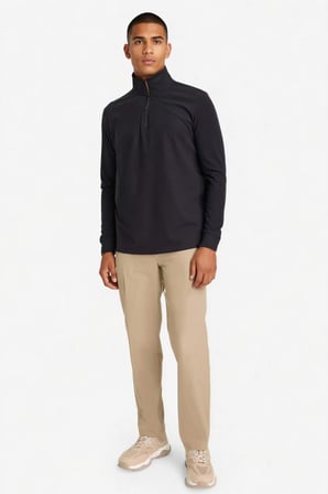 DeFacto Standart Fit Dik Yaka Yarım Fermuarlı Polar Sporcu Sweatshirt F2302AX25WNBK81