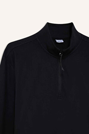 DeFactoFit Standart Fit Dik Yaka Yarım Fermuarlı Polar Sporcu Sweatshirt