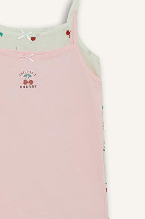 Kız Çocuk Meyve Desenli 2'li Atlet