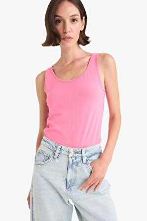 Slim Fit Dar Kesim Basic Düz Yuvarlak Yaka Atlet