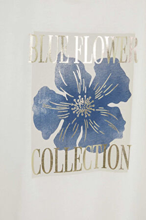 DeFacto Bisiklet Yaka Çiçekli Kısa Kollu Tişört F5100AX25SMER105