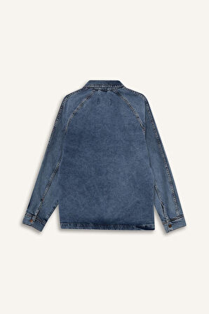 Relax Fit Fermuarlı Denim Ceket