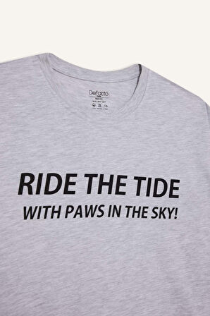 Boxy Fit Bisiklet Yaka Baskılı Kısa Kollu Tişört