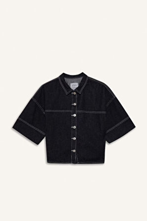 Kız Çocuk Düğmeli Denim Ceket