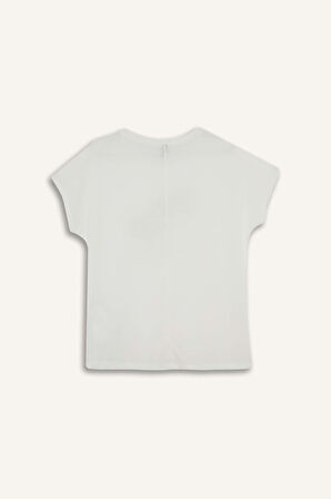 Bisiklet Yaka Taş Baskılı Kısa Kollu Tişört