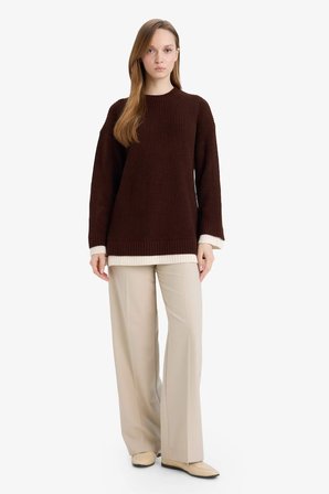 DeFacto Regular Fit Bisiklet Yaka Triko Kazak Tunik G7237AX25CWBN468