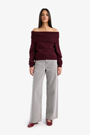 Regular Fit Omuzu Açık Kazak