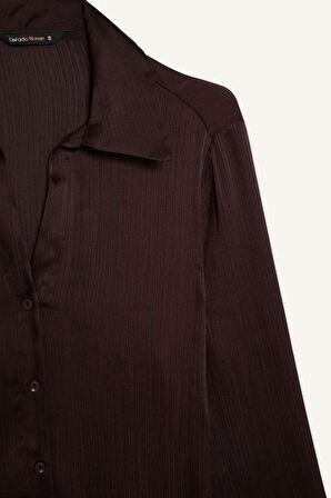 Regular Fit Saten Uzun Kollu Gömlek