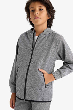 Erkek Çocuk Kapüşonlu Fermuarlı Sweatshirt