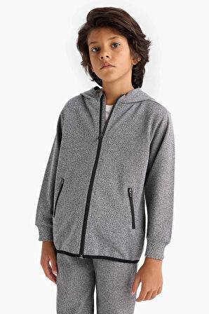 Erkek Çocuk Kapüşonlu Fermuarlı Sweatshirt