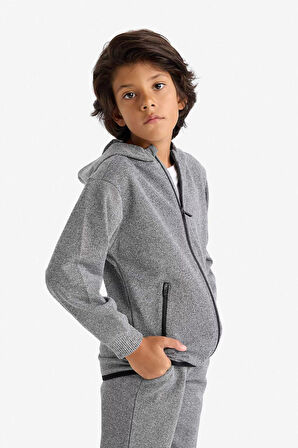 Erkek Çocuk Kapüşonlu Fermuarlı Sweatshirt
