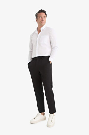 Jogger Fit Cepli Esnek Kumaş Düz Paça Pantolon