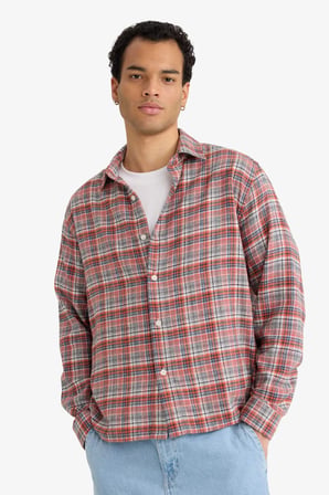 Boxy Fit Kareli Flanel Uzun Kollu Gömlek