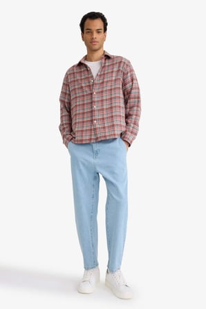 Boxy Fit Kareli Flanel Uzun Kollu Gömlek
