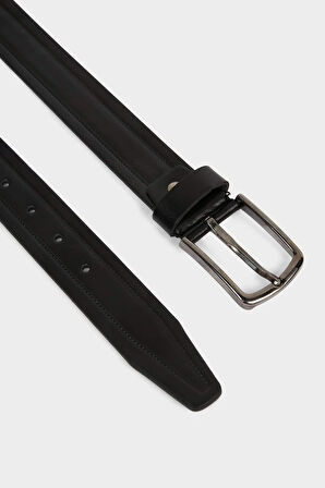 Erkek Dikdörtgen Toka Suni Deri Klasik Kemer