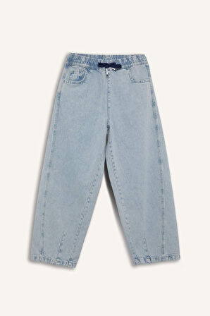 Barrel Fit Geniş Paça Jean Yıkamalı Pantolon