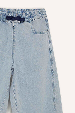 Barrel Fit Geniş Paça Jean Yıkamalı Pantolon