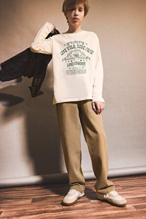 Erkek Çocuk Wide Leg Düz Paça Jean Pantolon