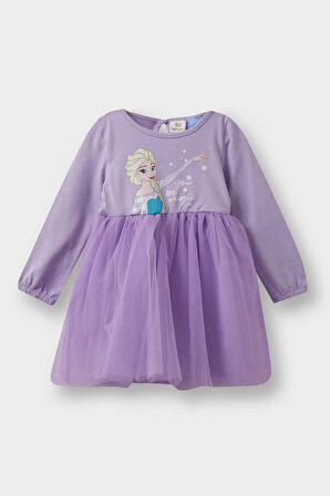 Kız Bebek Frozen Uzun Kollu Tül Elbise