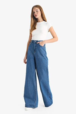 Wide Leg Yüksek Bel Uzun Jean Pantolon