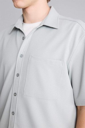 DeFacto Esnek Dokulu Kumaş Boxy Fit Kısa Kollu Gömlek G4163AX26SMGN1255