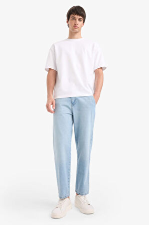 DeFacto %100 Pamuk Relax Fit Geniş Paça Jean Kar Yıkamalı Pantolon E1376AX25SMNM39