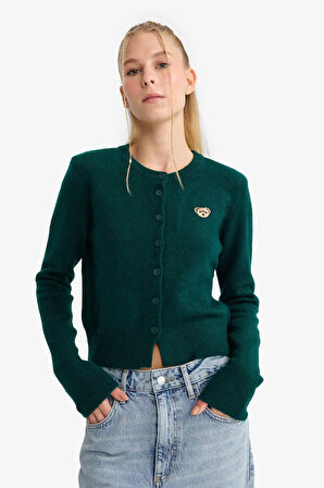 Slim Fit Dar Kesim Bisiklet Yaka Hırka