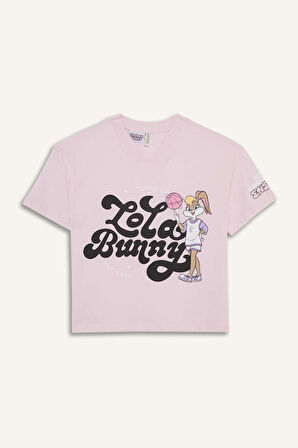 DeFacto Kız Çocuk Looney Tunes Relax Fit V Yaka Kısa Kollu Tişört F5392A825HSPN633