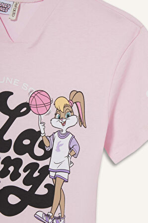 DeFacto Kız Çocuk Looney Tunes Relax Fit V Yaka Kısa Kollu Tişört F5392A825HSPN633