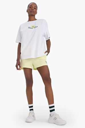 DeFactoFit Oversize Geniş Kalıp Bisiklet Yaka Sırt Baskılı Sporcu Kısa Kollu Tişört E3595AX25SMWT34