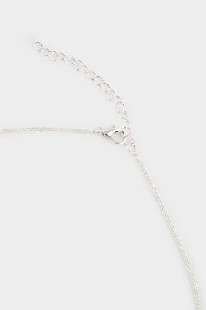Kadın Çiçekli Silver Kolye Küpe Seti