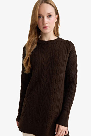 Relax Fit Bisiklet Yaka Triko Tunik