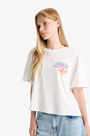 Coool Oversize Geniş Kalıp Baskılı Sweatshirt Kumaşı Kısa Kollu Tişört