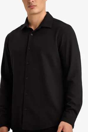 DeFacto Modern Fıt Polo Yaka Uzun Kollu Gömlek F9886AX26SPBK27