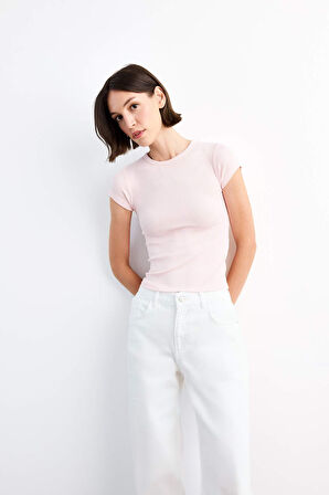 Bisiklet Yaka Kısa Kollu Tişört