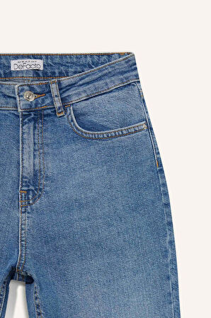 Mary Vintage Straight Fit Yüksek Bel Bilek Boy Jean Yıkamalı Pantolon