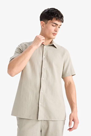 %100 Pamuk Regular Fit Polo Yaka Yazlık Kısa Kollu Gömlek