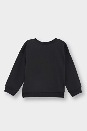 Erkek Bebek Bisiklet Yaka Dinozor Baskılı İçi Yumuşak Tüylü Sweatshirt