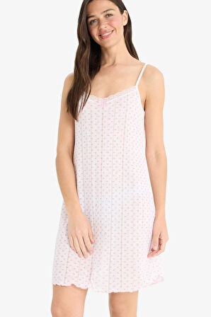 DeFacto Regular Fit Askılı Dantelli Gecelik-Fall in Love F5772AX25SMER85