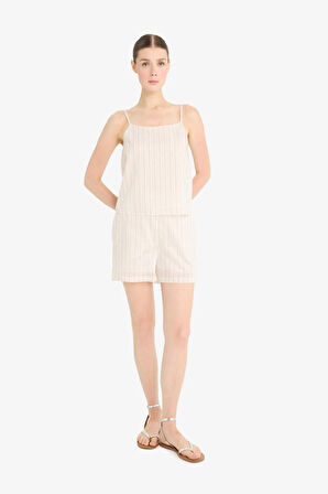 DeFacto Regular Fit Kare Yaka Çizgili Modal Askılı Bluz F0397AX25SPBG284