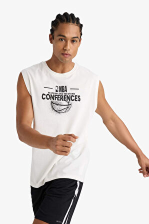 DeFactoFit NBA Wordmark Boxy Fit Bisiklet Yaka Atlet